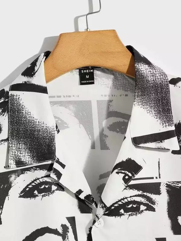 Face Design Beach and casual Multicolor Printed Shirt Cotton Material Half Sleeves Mens blackdock