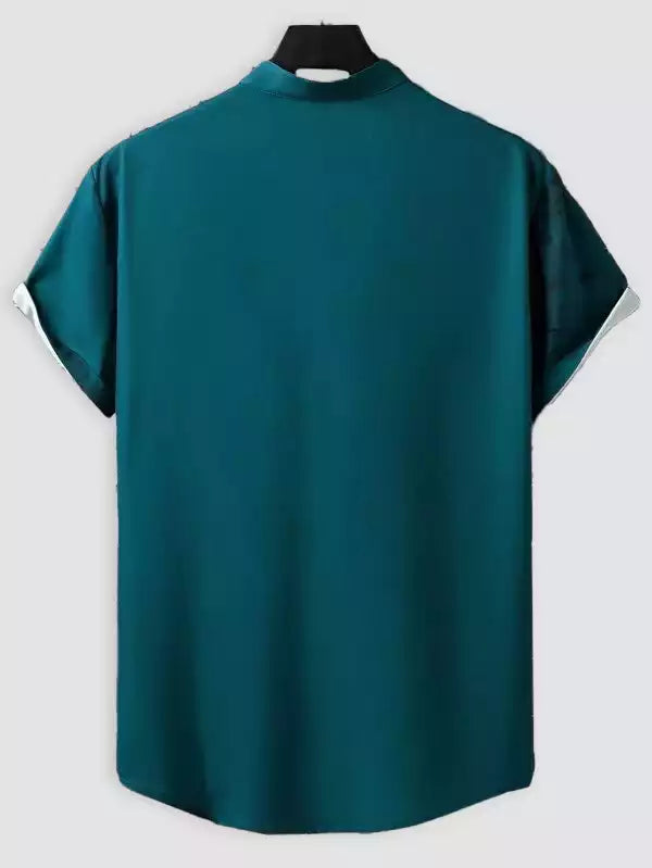 Black Smoke on Blue Color Beach and casual Multicolor Printed Shirt Cotton Material Half Sleeves Mens blackdock