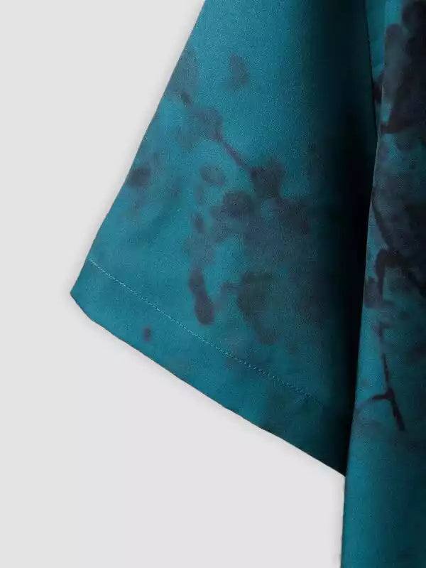 Black Smoke on Blue Color Beach and casual Multicolor Printed Shirt Cotton Material Half Sleeves Mens blackdock