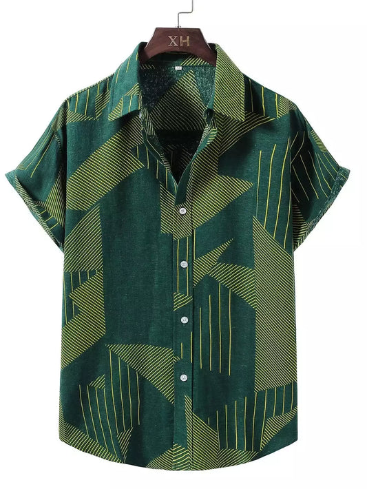 Green Mandala Design Beach and casual Multicolor Printed Shirt Cotton Material Half Sleeves Mens blackdock