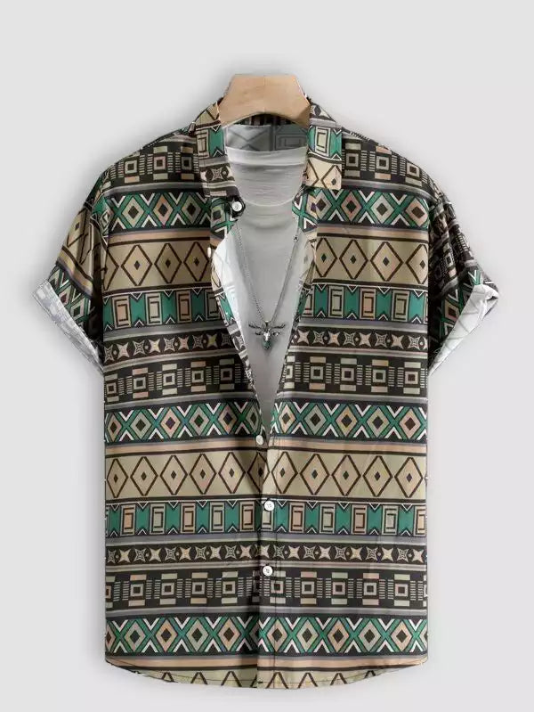 Illusion Design Beach and casual Multicolor Printed Shirt Cotton Material Half Sleeves Mens blackdock