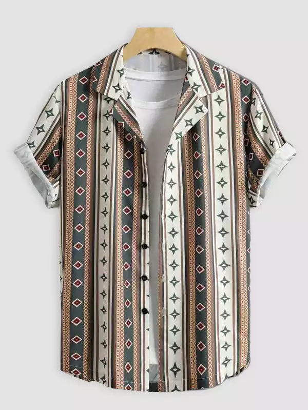Mhendi Design Beach and casual Multicolor Printed Shirt Cotton Material Half Sleeves Mens blackdock