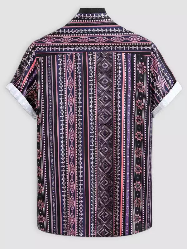 Pink Mandala Design Beach and casual Multicolor Printed Shirt Cotton Material Half Sleeves Mens blackdock