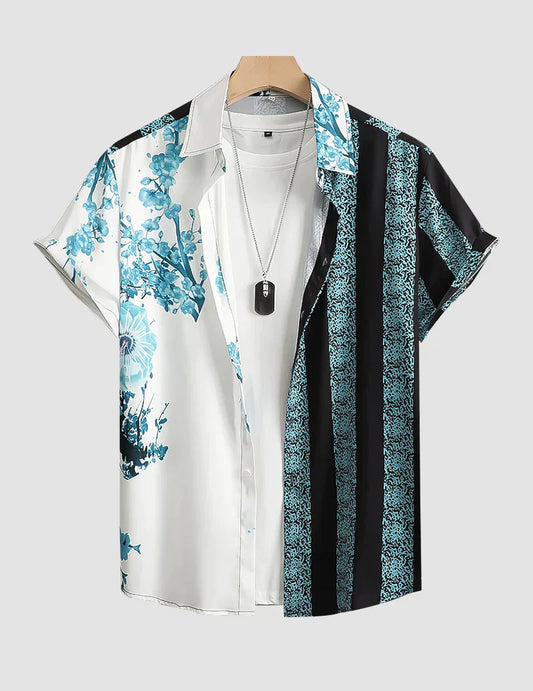 Neon Color Beach and casual Multicolor Printed Shirt Cotton Material Half Sleeves Mens RoscoeShirts