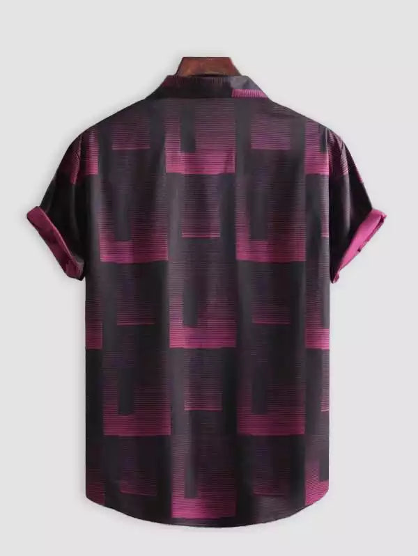 Purple Patchwork Beach and casual Multicolor Printed Shirt Cotton Material Half Sleeves Mens Roscoeshirts