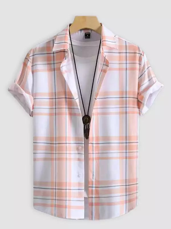 Orange and White Design Beach and casual Multicolor Printed Shirt Cotton Material Half Sleeves Mens blackdock