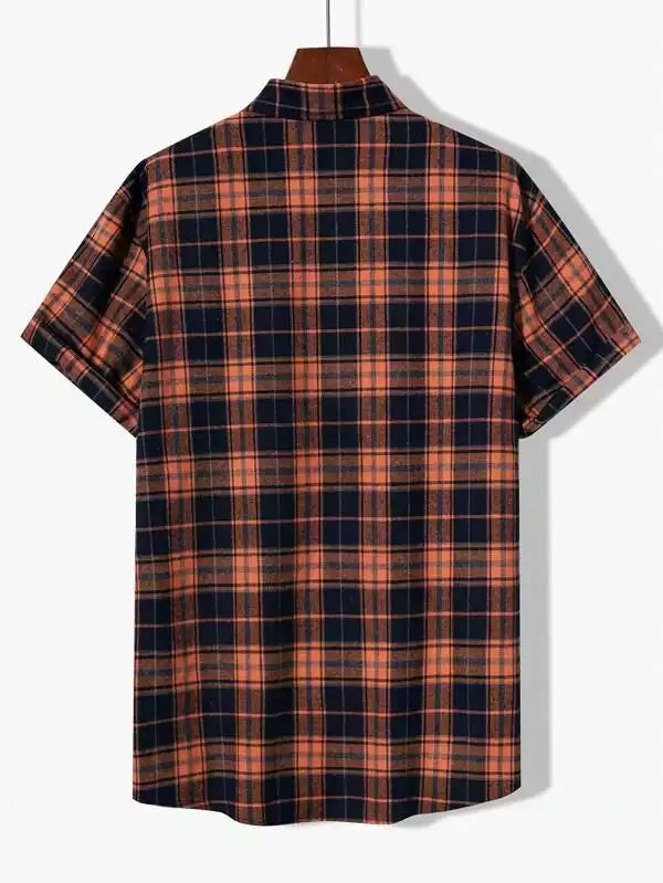 Orange Blocks Design Beach and casual Multicolor Printed Shirt Cotton Material Half Sleeves Mens blackdock