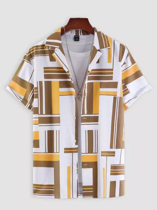 Wooden Pattern Beach and casual Multicolor Printed Shirt Cotton Material Half Sleeves Mens blackdock