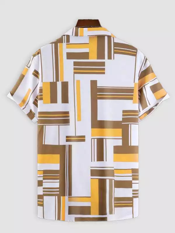 Wooden Pattern Beach and casual Multicolor Printed Shirt Cotton Material Half Sleeves Mens blackdock