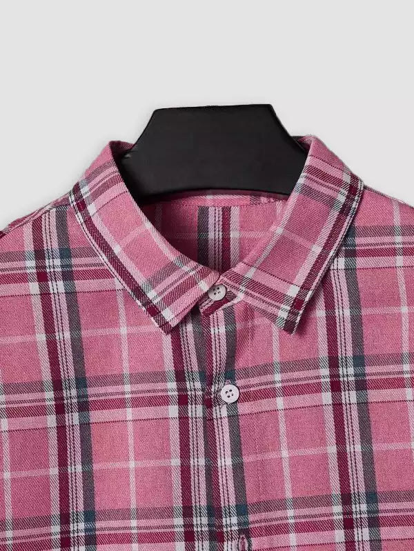 Pink Classic Chex Design Beach and casual Multicolor Printed Shirt Cotton Material Half Sleeves Mens blackdock