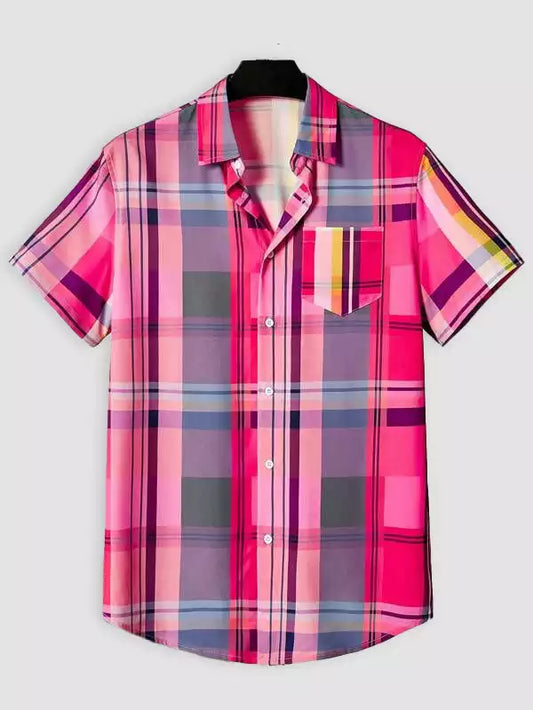 Hot Pink Design Beach and casual Multicolor Printed Shirt Cotton Material Half Sleeves Mens blackdock