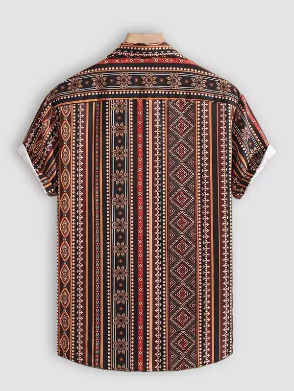 Horizontal Mandala Design Beach and casual Multicolor Printed Shirt Cotton Material Half Sleeves Mens blackdock