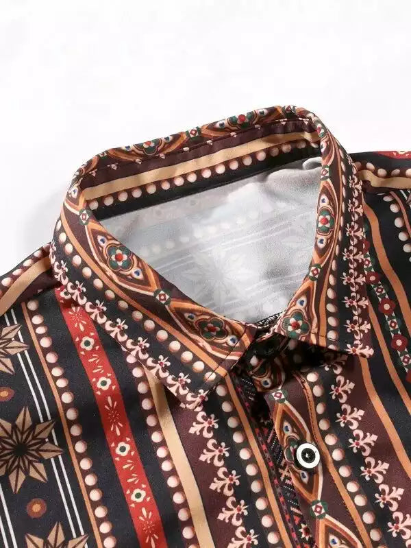 Horizontal Mandala Design Beach and casual Multicolor Printed Shirt Cotton Material Half Sleeves Mens blackdock