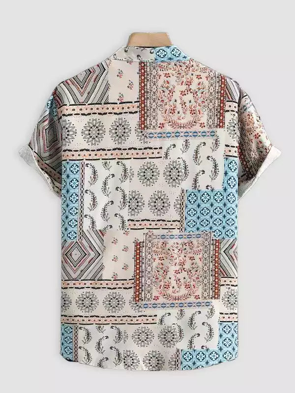 Mandala Pattern Beach and casual Multicolor Printed Shirt Cotton Material Half Sleeves Mens blackdock