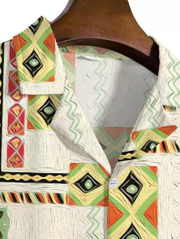 Green and White Eye Pattern Beach and casual Multicolor Printed Shirt Cotton Material Half Sleeves Mens blackdock