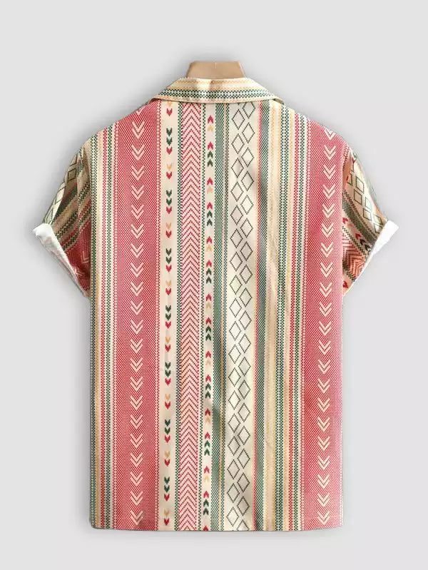 Orange Oxford Line Beach and casual Multicolor Printed Shirt Cotton Material Half Sleeves Mens blackdock