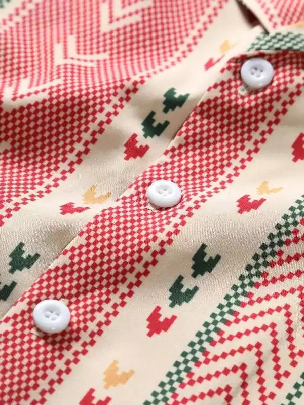 Orange Oxford Line Beach and casual Multicolor Printed Shirt Cotton Material Half Sleeves Mens blackdock