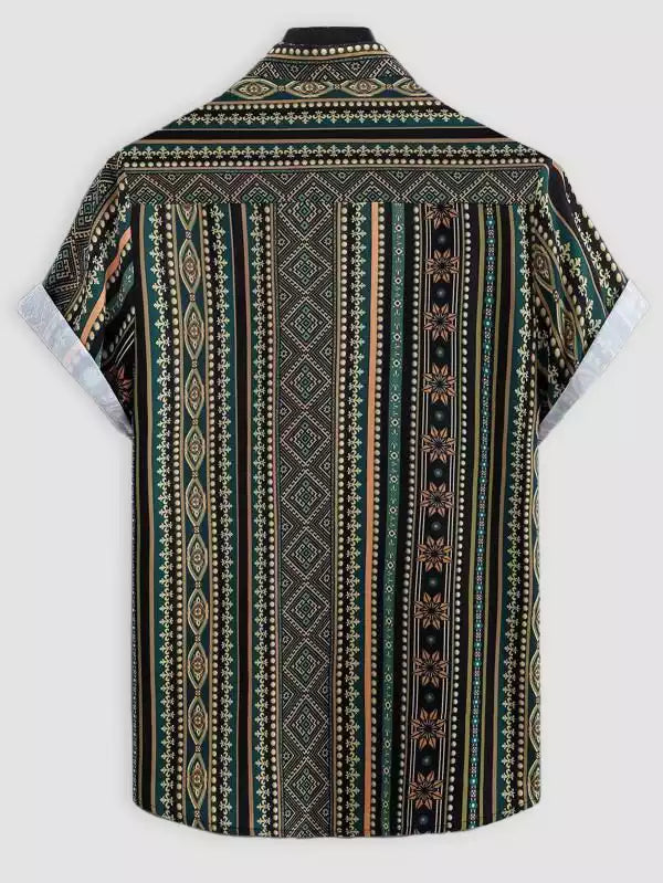 Dark Green Mandala Beach and casual Multicolor Printed Shirt Cotton Material Half Sleeves Mens blackdock