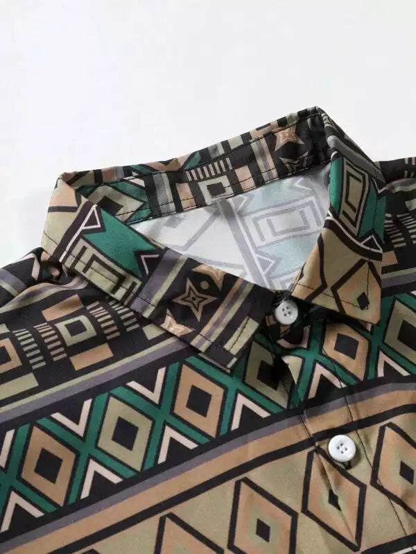Dark Green Mandala Beach and casual Multicolor Printed Shirt Cotton Material Half Sleeves Mens blackdock