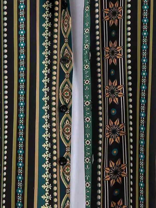 Dark Green Mandala Beach and casual Multicolor Printed Shirt Cotton Material Half Sleeves Mens blackdock