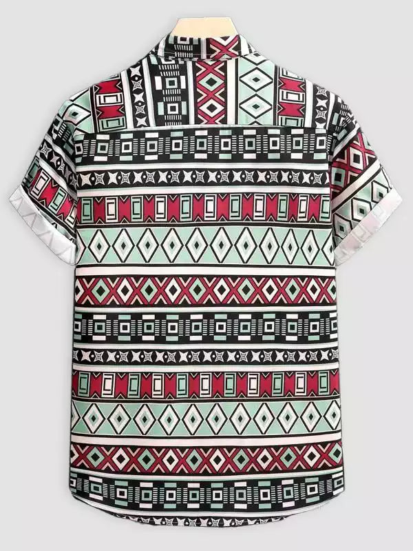 Mix Pattern Maroon Beach and casual Multicolor Printed Shirt Cotton Material Half Sleeves Mens blackdock