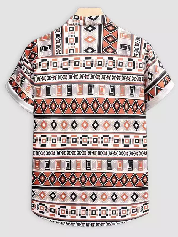 Mix Pattern Orange Beach and casual Multicolor Printed Shirt Cotton Material Half Sleeves Mens blackdock