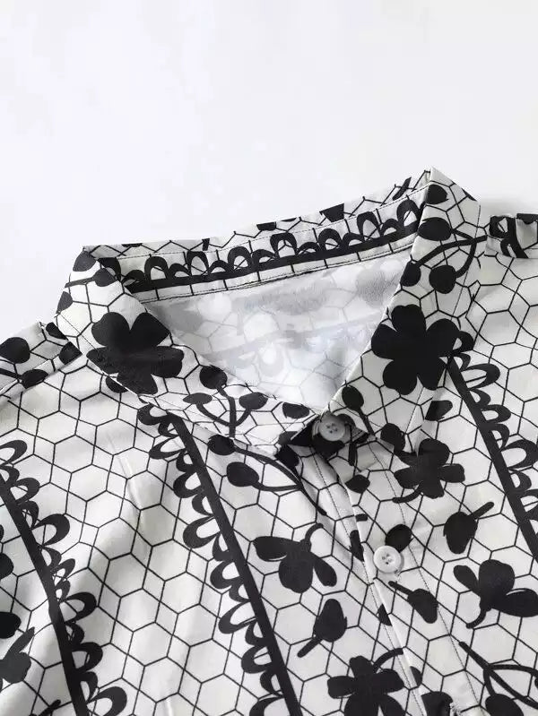 White Flower Pattern Beach and casual Multicolor Printed Shirt Cotton Material Half Sleeves Mens blackdock