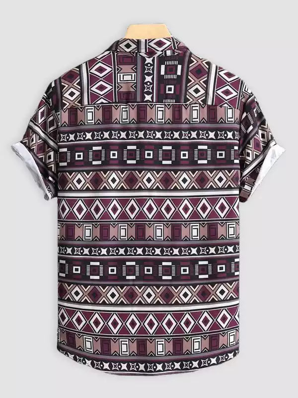 White and Purple Design Beach and casual Multicolor Printed Shirt Cotton Material Half Sleeves Mens blackdock