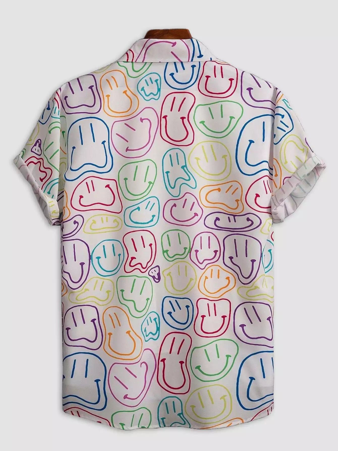Emoji on White Beach and casual Multicolor Printed Shirt Cotton Material Half Sleeves Mens blackdock