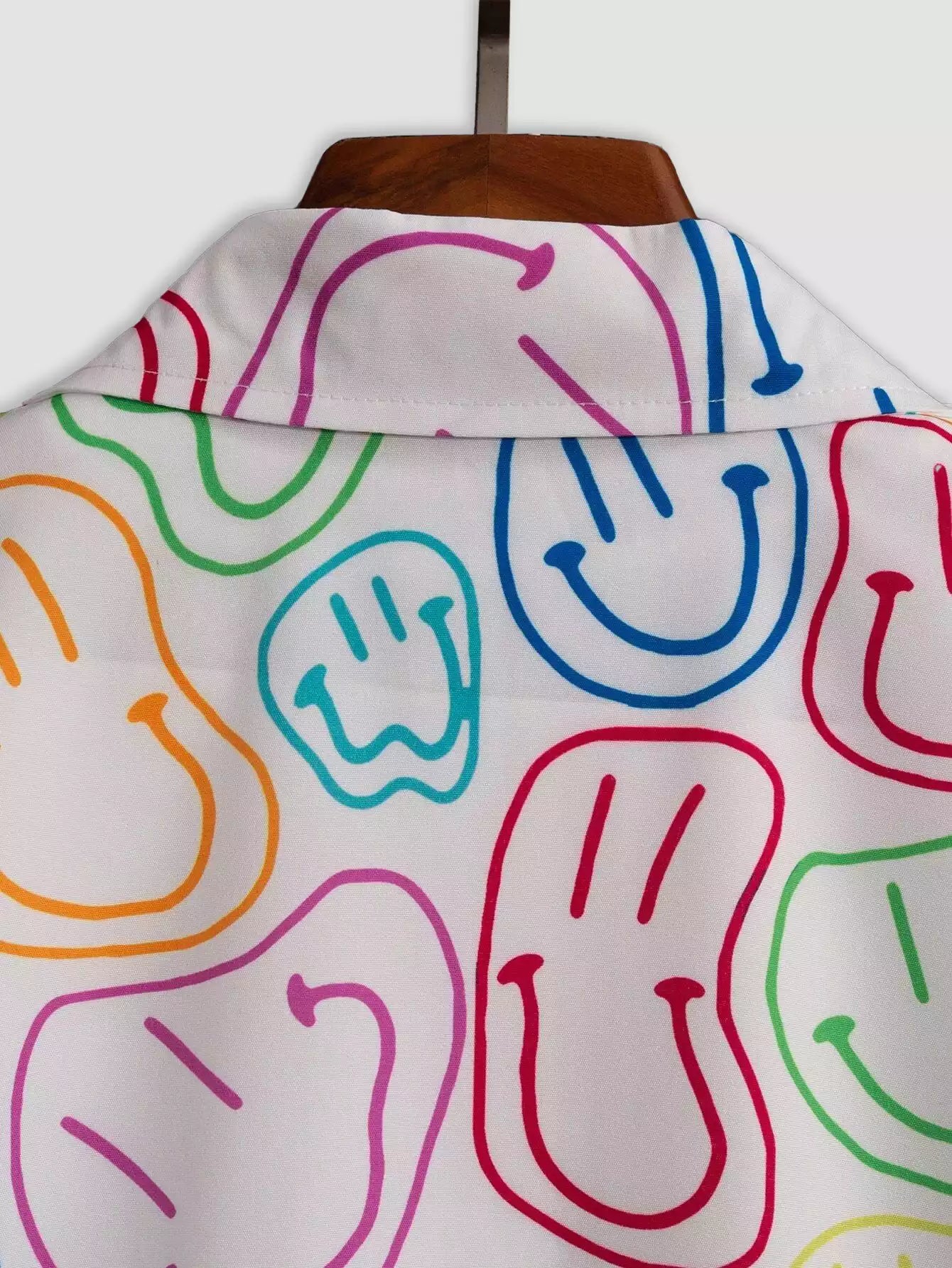 Emoji on White Beach and casual Multicolor Printed Shirt Cotton Material Half Sleeves Mens blackdock