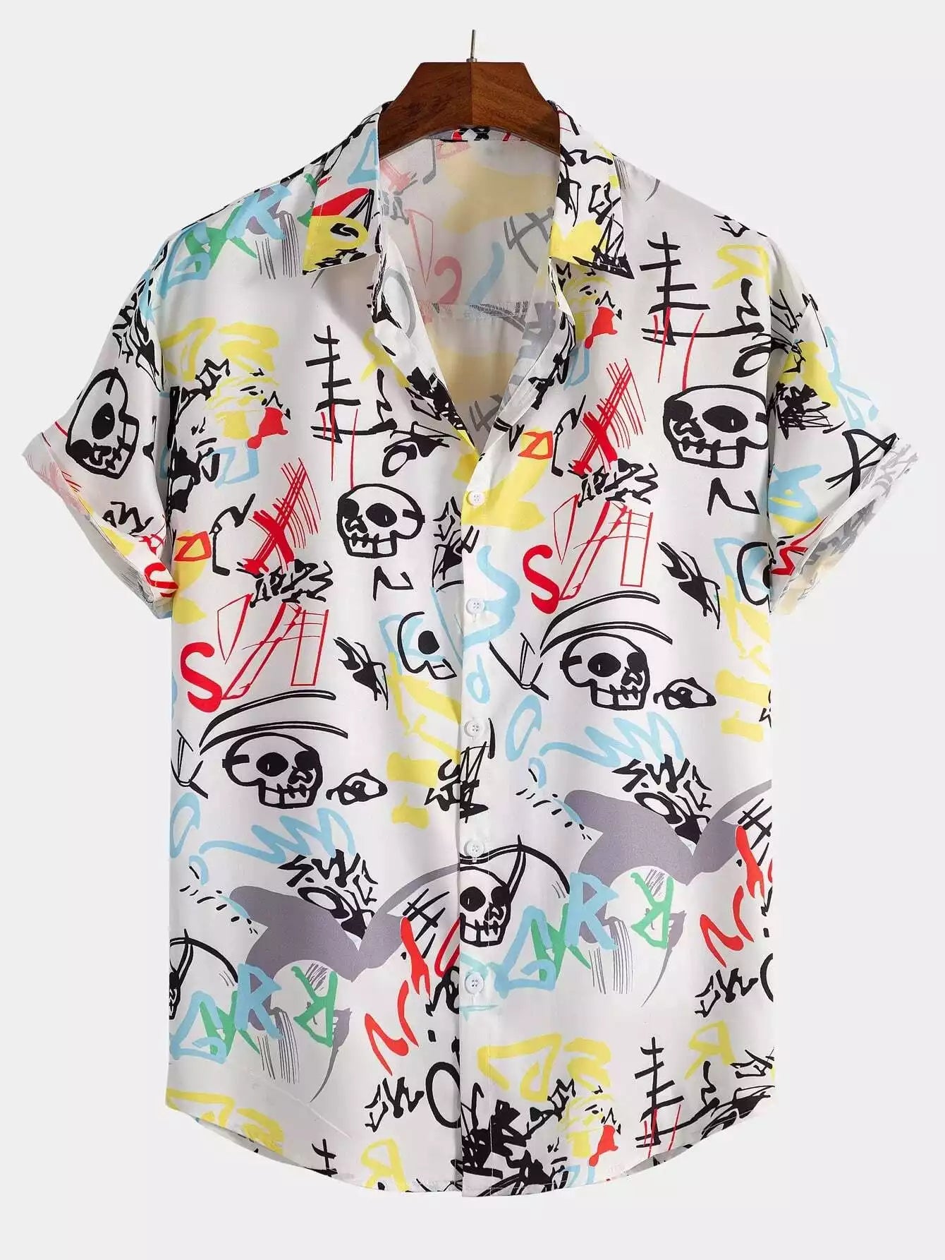 Halloween Pattern Beach and casual Multicolor Printed Shirt Cotton Material Half Sleeves Mens blackdock