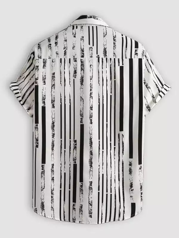 Black Scratch on White Beach and casual Multicolor Printed Shirt Cotton Material Half Sleeves Mens blackdock