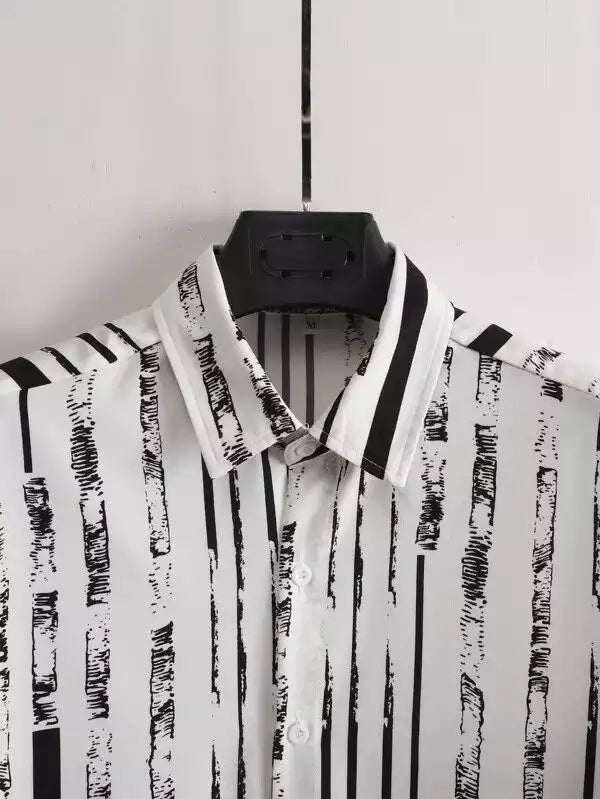 Black Scratch on White Beach and casual Multicolor Printed Shirt Cotton Material Half Sleeves Mens blackdock