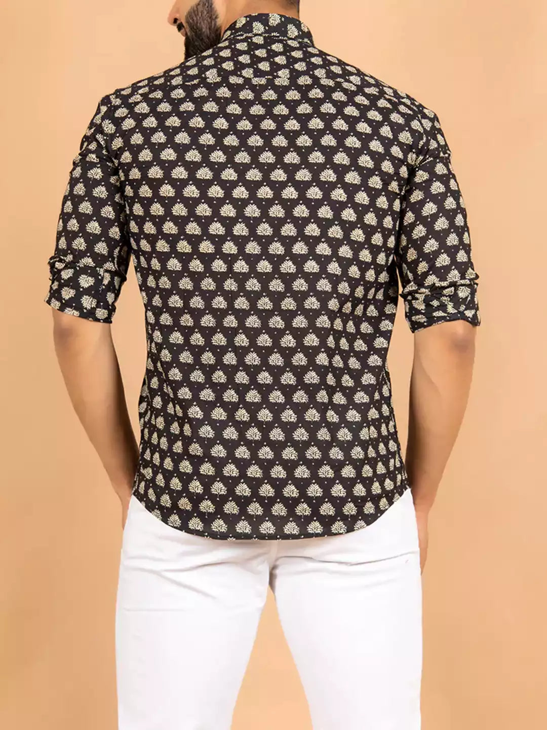 Pyramid Pattern printed Brown Color Men's Cotton Casual Shirt Half Sleeve available on RoscoeShirts