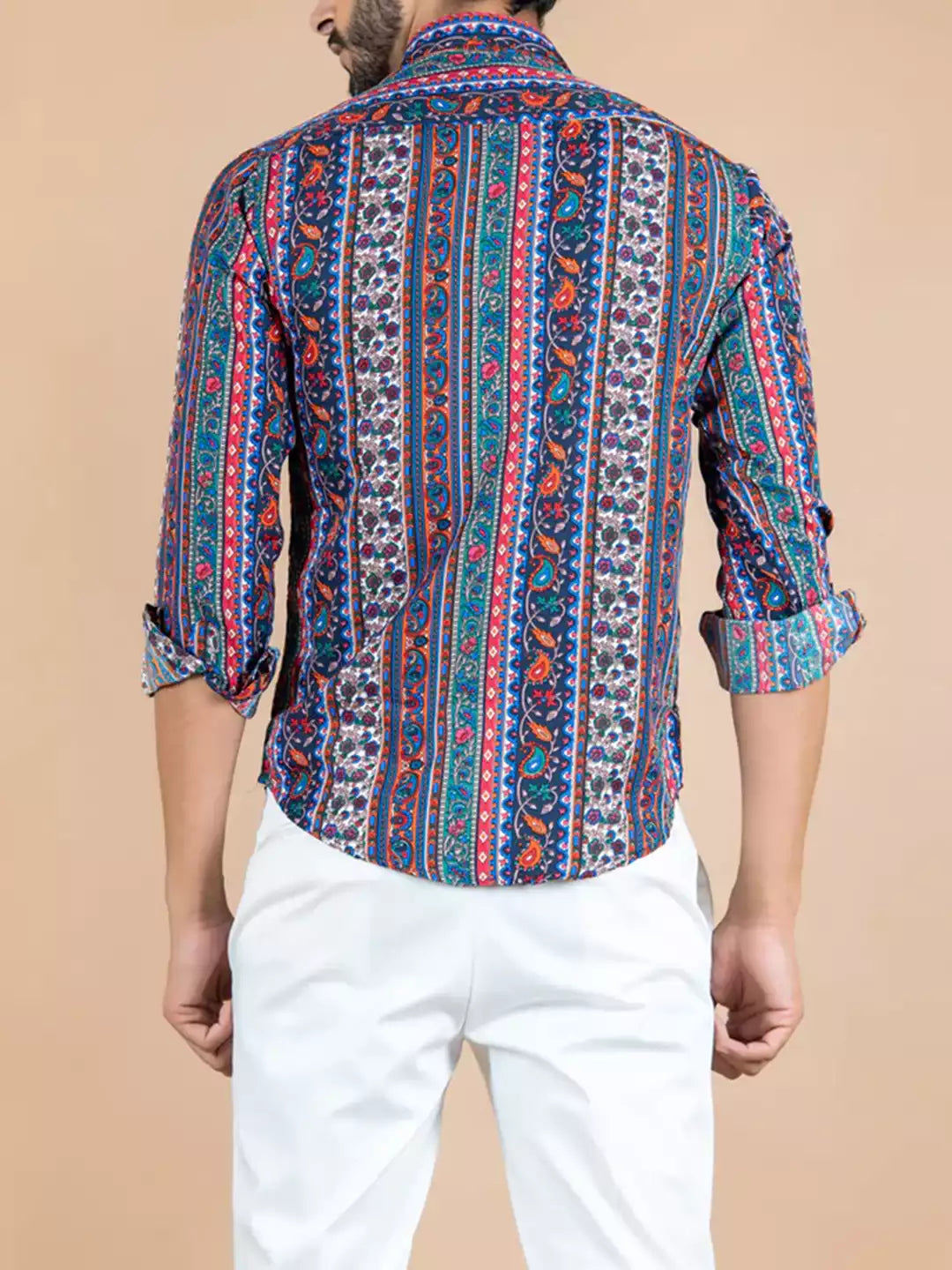 Unique printed Mandala Pattern MultiColor Men's Cotton Casual Shirt Half Sleeve available on RoscoeShirts