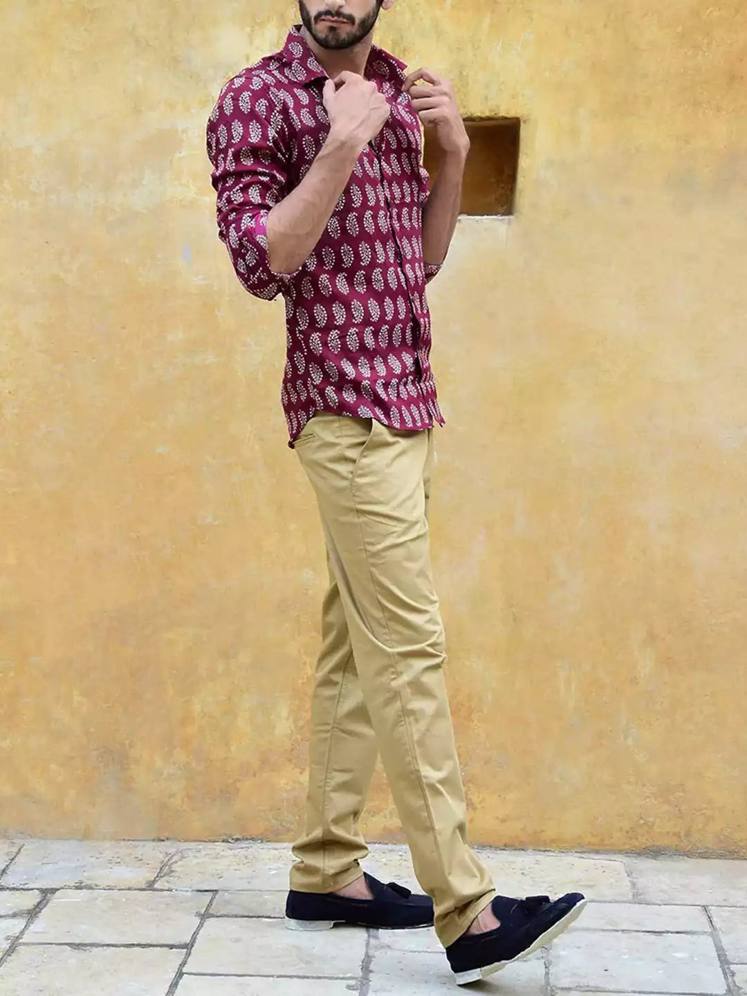 Tender Pattern printed Pink Color Men's Cotton Casual Shirt Half Sleeve available on RoscoeShirts