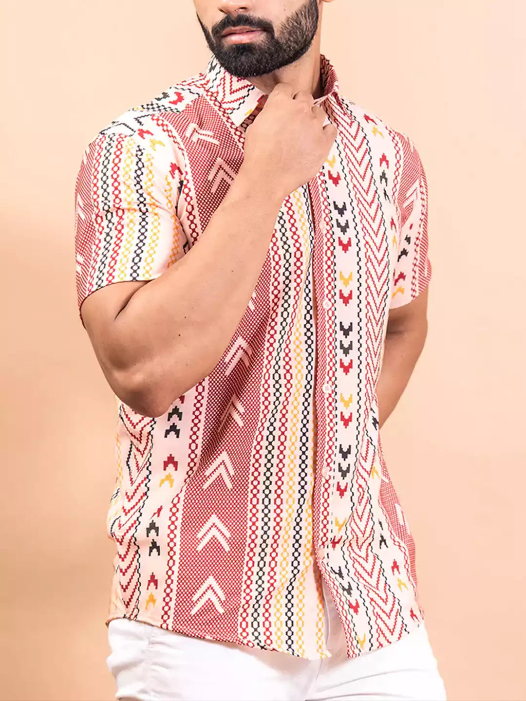 Doodles Pattern MultiColor printed Men's Cotton Casual Shirt Half Sleeve available on RoscoeShirts