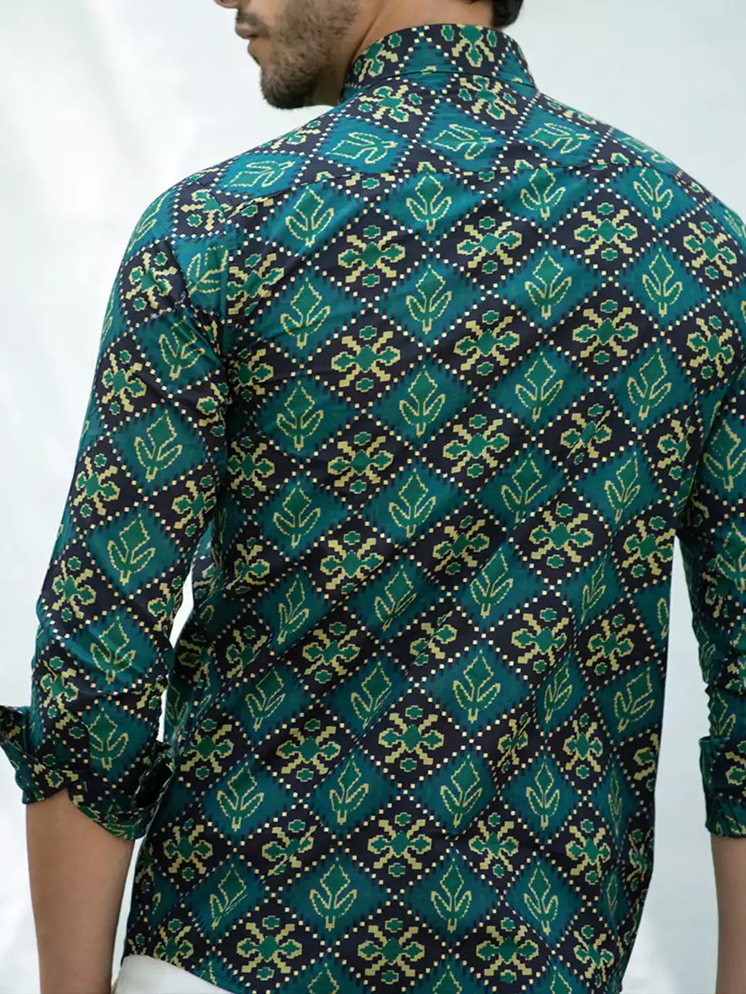 Mandala Art Pattern printed Green Color Men's Cotton Casual Shirt Half Sleeve available on RoscoeShirts