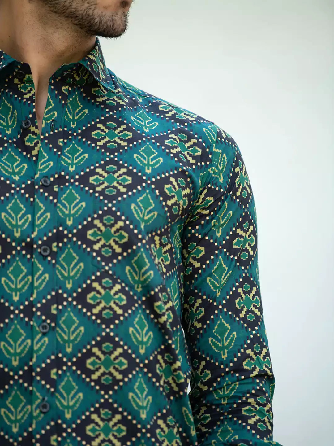 Mandala Art Pattern printed Green Color Men's Cotton Casual Shirt Half Sleeve available on RoscoeShirts