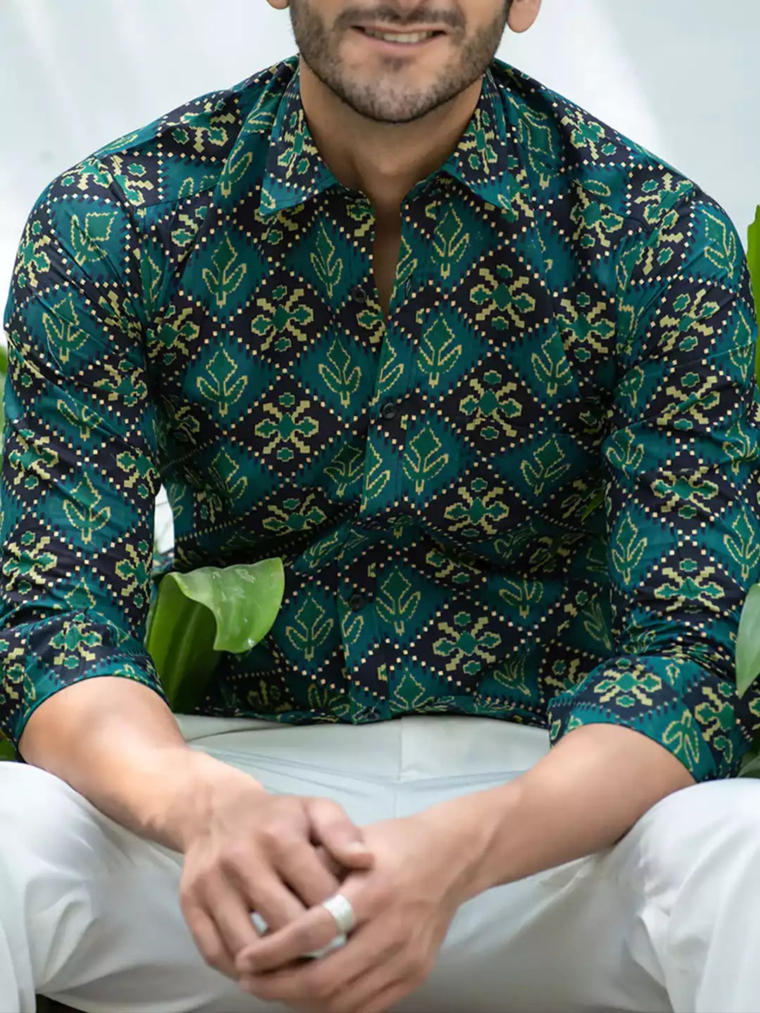 Mandala Art Pattern printed Green Color Men's Cotton Casual Shirt Half Sleeve available on RoscoeShirts