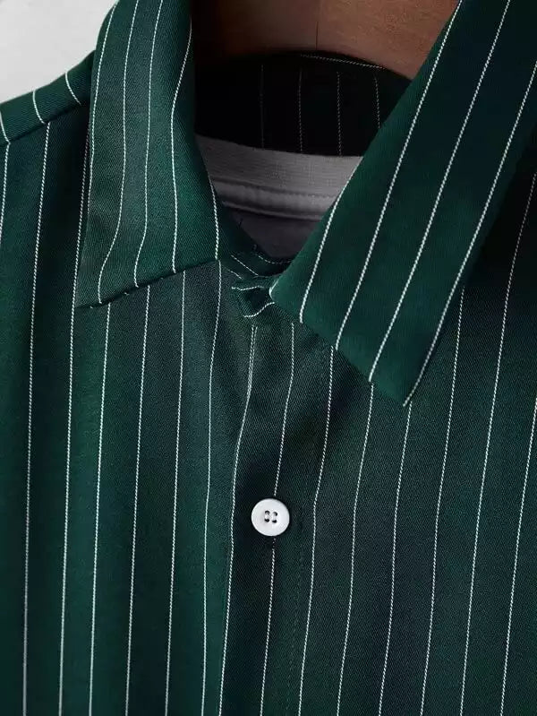 Green Lining White Cotton Shirt Half Sleeves Multicolor for Men