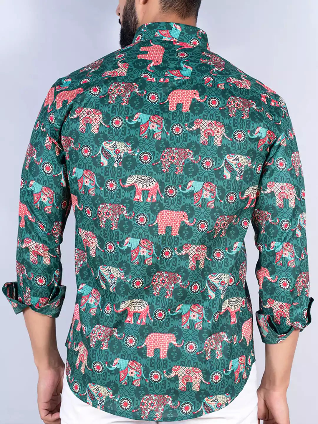 Mandala Art Pattern printed Dark Green Color Men's Cotton Casual Shirt Half Sleeve available on RoscoeShirts