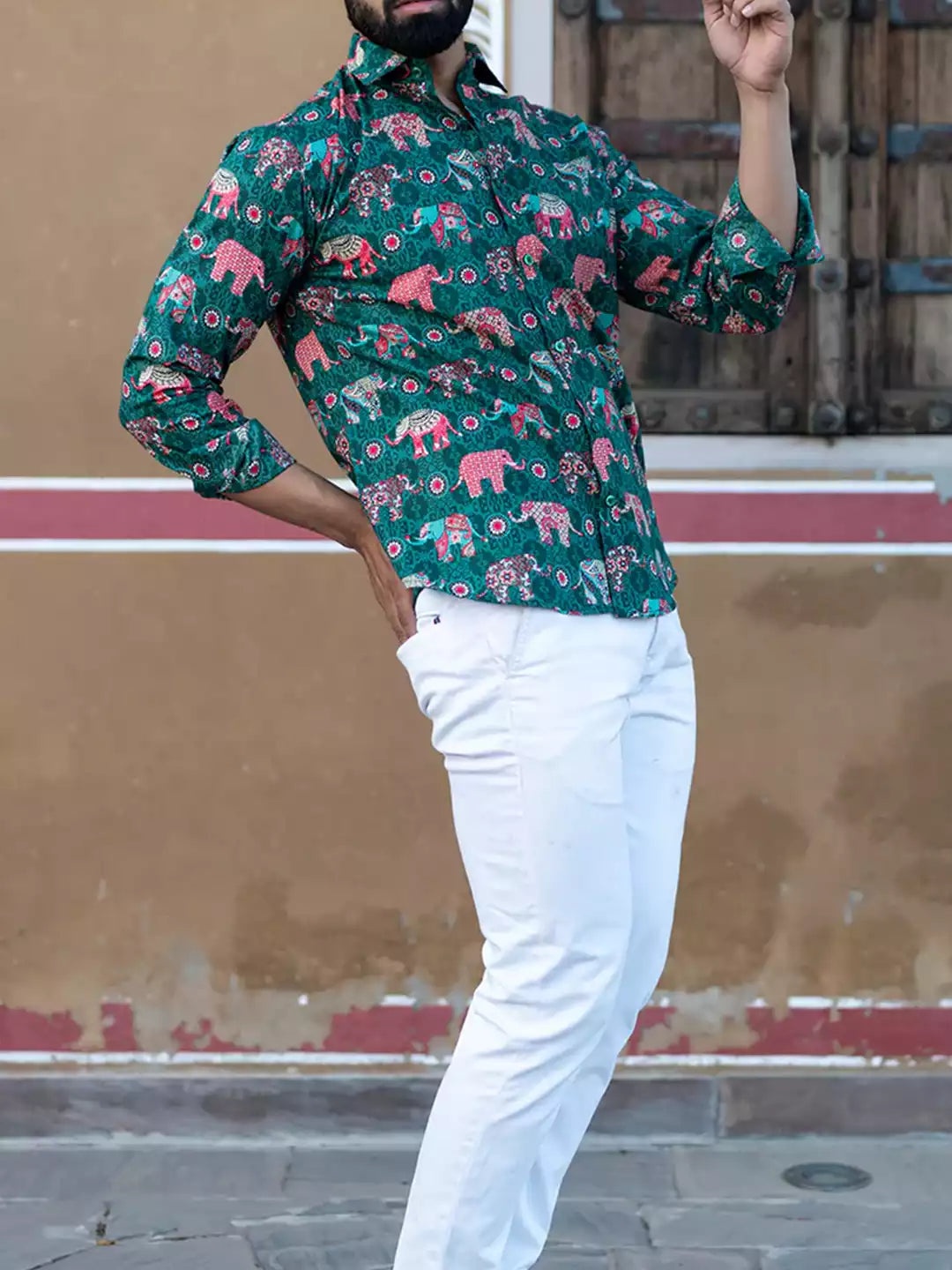 Mandala Art Pattern printed Dark Green Color Men's Cotton Casual Shirt Half Sleeve available on RoscoeShirts