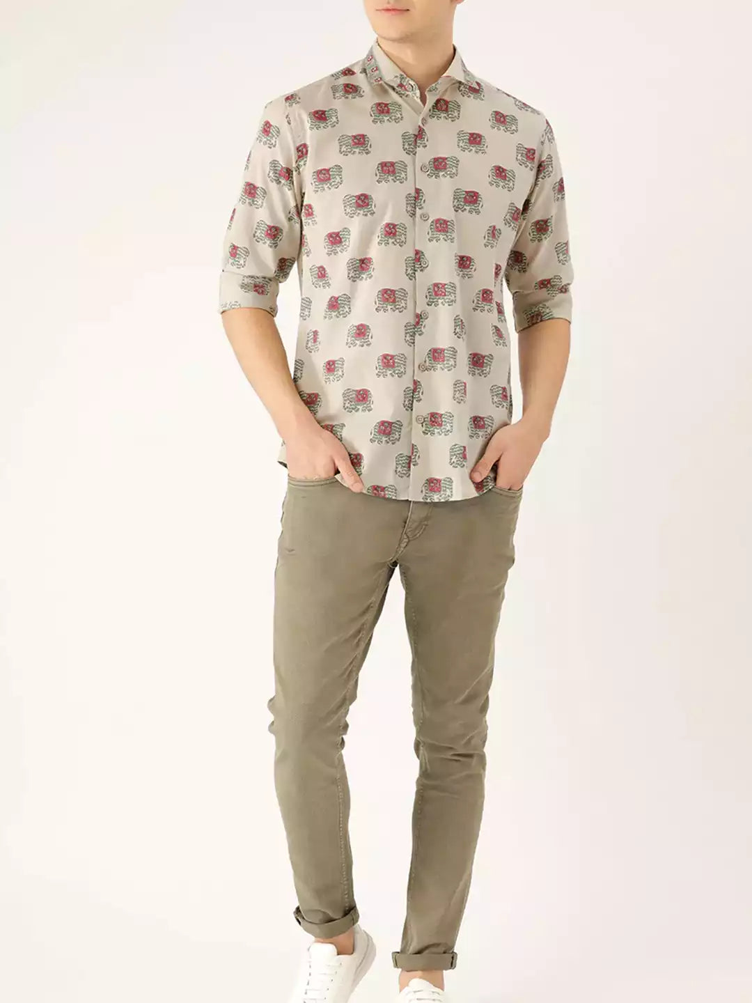 Elephant Printed MultiColor Men's Cotton Casual Shirt Half Sleeve available on RoscoeShirts
