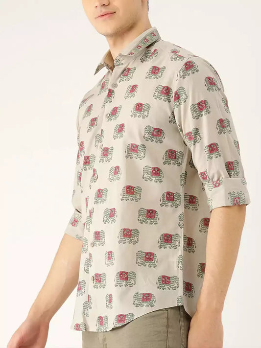 Elephant Printed MultiColor Men's Cotton Casual Shirt Half Sleeve available on RoscoeShirts