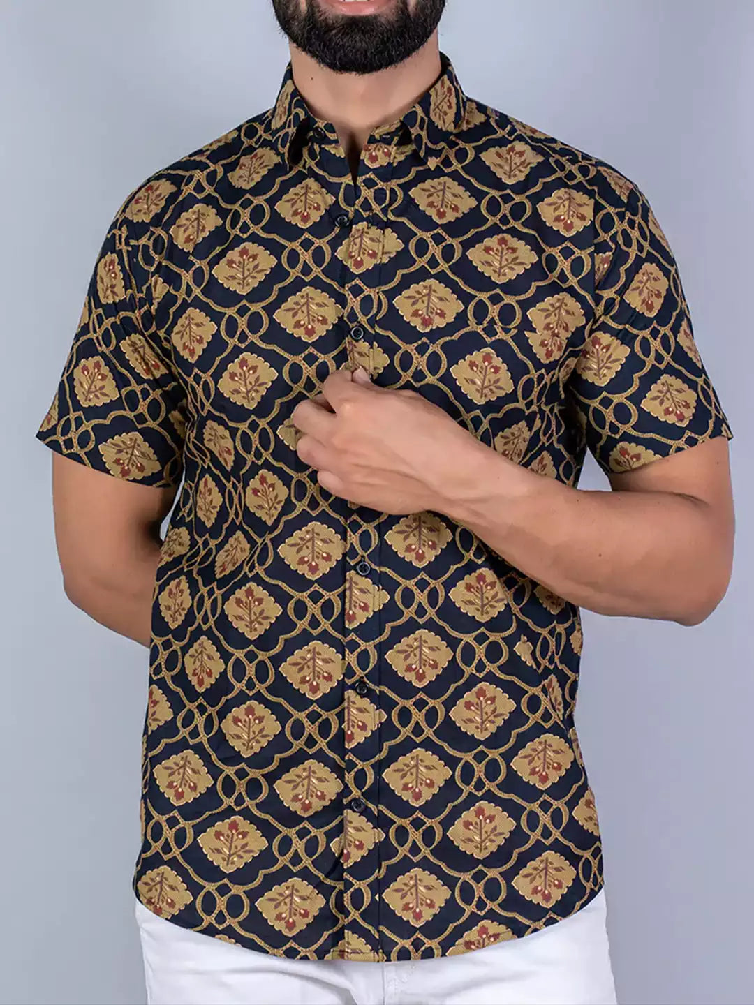 Party Print Maroon Color Men's printed Cotton Casual Shirt Half Sleeve available on RoscoeShirts