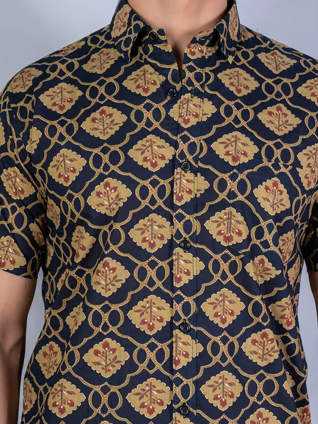 Party Print Maroon Color Men's printed Cotton Casual Shirt Half Sleeve available on RoscoeShirts