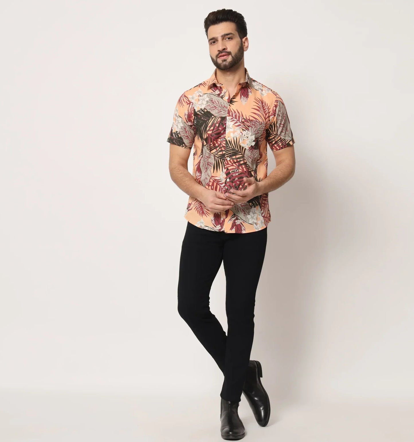 Tender Pattern Printed Casual Cotton Shirt Half Sleeves Multicolor for Men