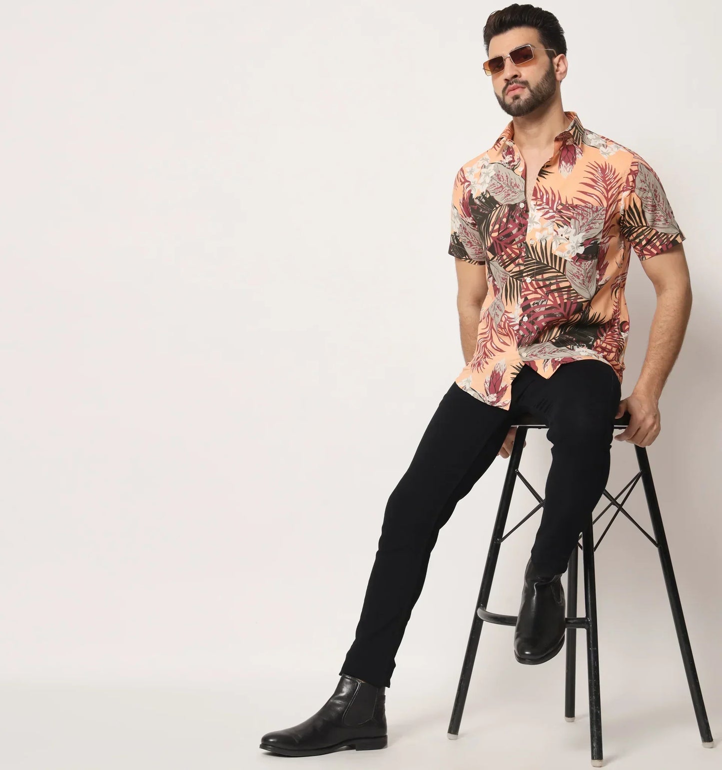 Tender Pattern Printed Casual Cotton Shirt Half Sleeves Multicolor for Men
