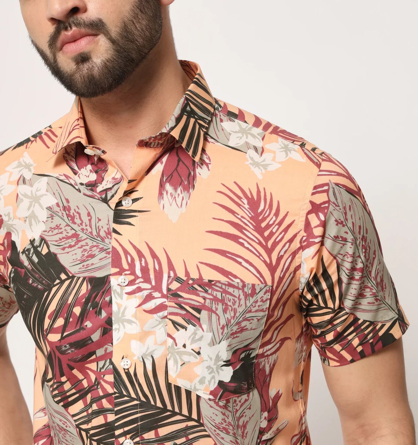 Tender Pattern Printed Casual Cotton Shirt Half Sleeves Multicolor for Men